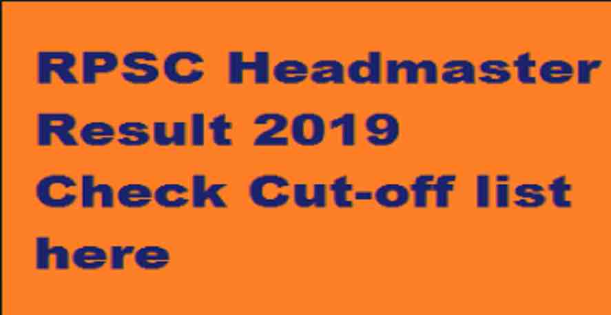 RPSC Rajasthan Head Master Result 2019