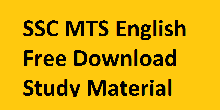SSC MTS English Grammar PDF