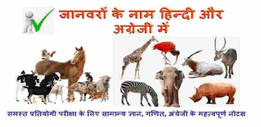 जानवरों के नाम हिन्‍दी और अग्रेजी में - Animals Name in Hindi And English