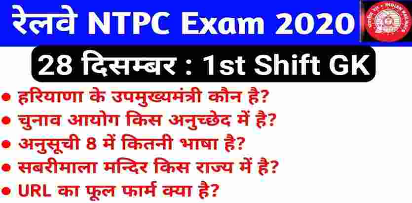RRB NTPC Exam Analysis 1st Shift for 28 Dec 2020