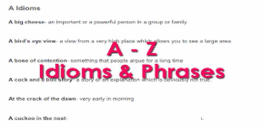 Idioms and Phrases PDF Download Best Notes Idioms & Phrases