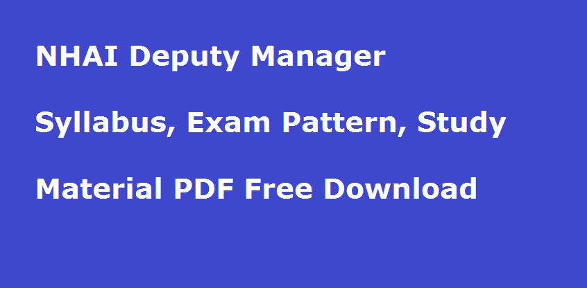 NHAI Deputy Manager Study Material PDF