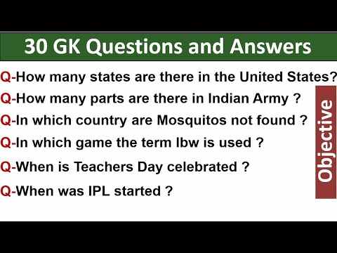 Most Important 30 GK Question with Answer in English